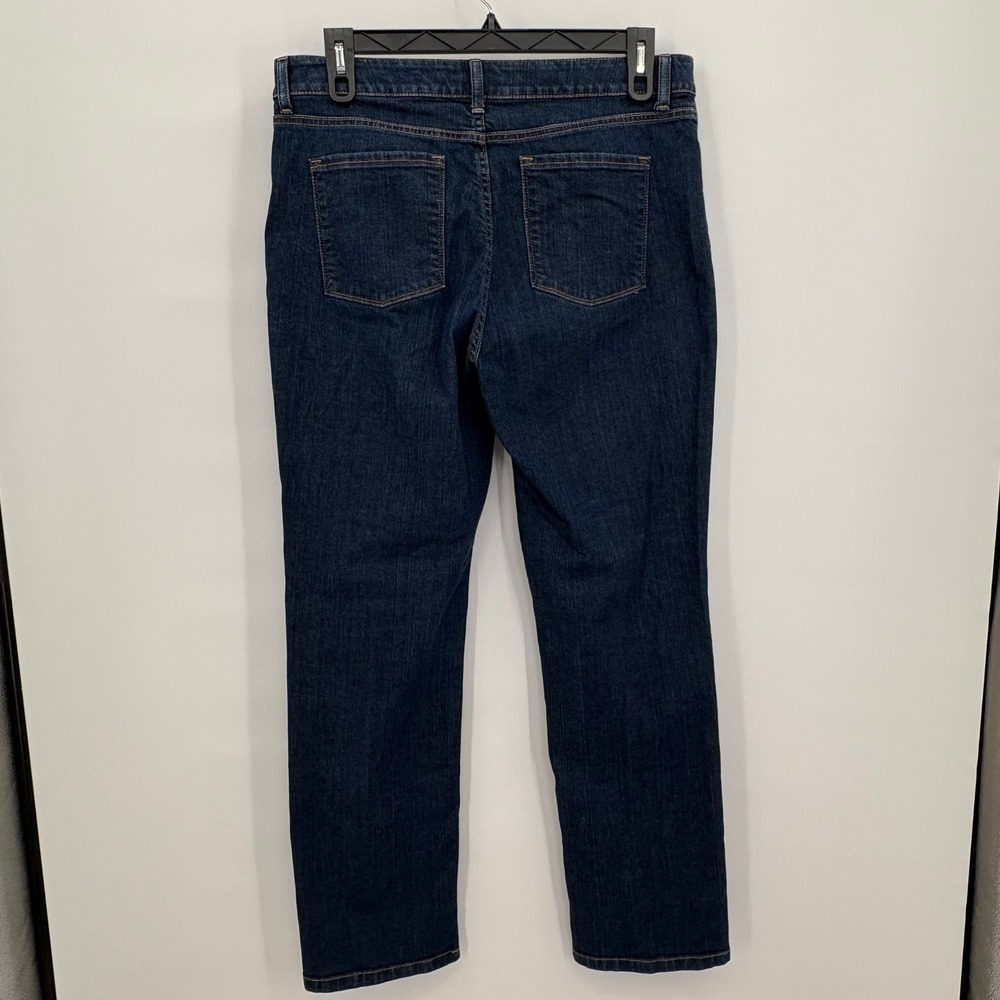 LL Bean Classic Fit Straight Leg Jeans Womens 16 MT Dark Wash Stretch 500301 - Picture 5 of 14